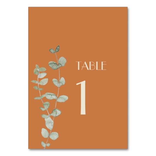 Terracotta Eucalyptus Deko Tischnummern unterzeich (Rückseite)