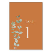 Terracotta Eucalyptus Deko Tischnummern unterzeich (Vorderseite)