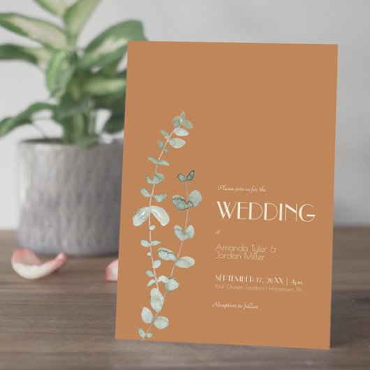 Terracotta Eucalyptus Deko Wedding Einladung