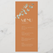 Terracotta Eucalyptus Deko Wedding Menu Menükarte (Vorderseite)