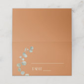 Terracotta Eucalyptus Deko Wedding Platzkarte Zent (Außenseite Aufgefaltet)