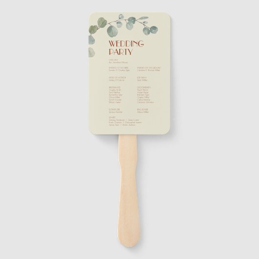 Terracotta Eucalyptus Deko Wedding Program Fächer (Rückseite)