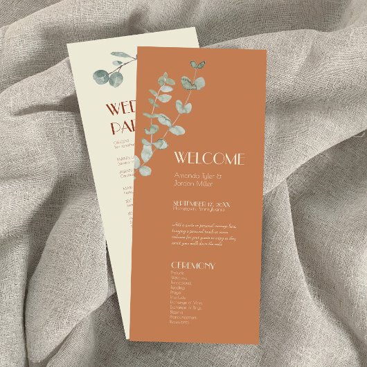 Terracotta Eucalyptus Deko Wedding Program Programm