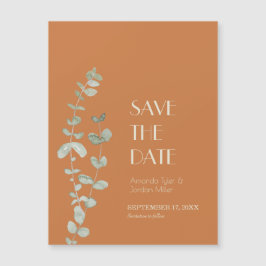 Terracotta Eucalyptus Deko Wedding Save the Date Magneteinladung