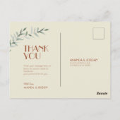 Terracotta Eucalyptus Deko Wedding Vielen Dank Postkarte (Rückseite)