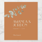 Terracotta Eucalyptus Deko Wedding Wine Label Weinetikett (Einzelnes Label)