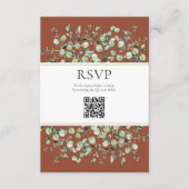 Terracotta Eucalyptus QR Code Wedding RSVP Begleitkarte (Vorderseite)