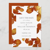 Terracotta Eucalyptus Watercolor Save the Date Einladung (Vorne/Hinten)