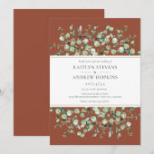 Terracotta Eucalyptus Wedding Einladung (Vorne/Hinten)