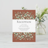 Terracotta Eucalyptus Wedding Reception Begleitkarte (Stehend Vorderseite)