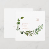 Terracotta Eucalyptus Wedding Square Save the Date (Vorne/Hinten)