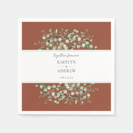 Terracotta Eukalyptus Together Forever Wedding Serviette