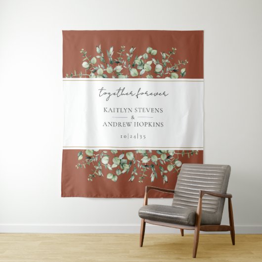 Terracotta Eukalyptus Wedding Together Forever Wandteppich (Beispiel)