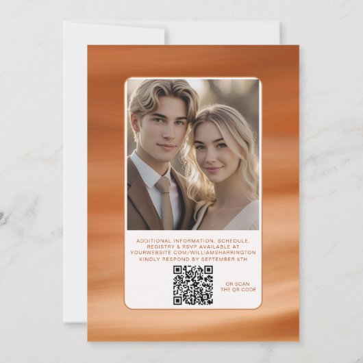 Terracotta Fall Autumn Wedding Invite QR Code Einladung (Rückseite)