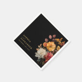 Terracotta Fall Black Floral Wedding Paper Napkin Serviette (Ecke)