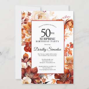 Terracotta Fall Blume 50. Überraschung Geburtstag Einladung