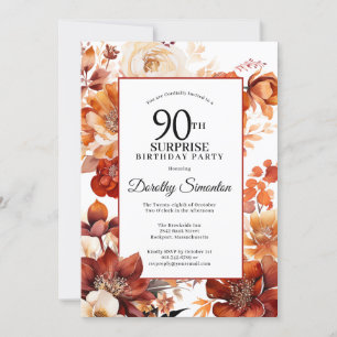 Terracotta Fall Blume 90. Überraschung Geburtstag Einladung