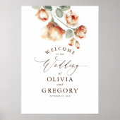 Terracotta Fall Blume Elegante Hochzeit Willkommen Poster (Vorne)