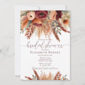 Terracotta Fall Blume Pampas Grass Brautparty Einladung (Vorderseite)