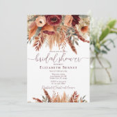 Terracotta Fall Blume Pampas Grass Brautparty Einladung (Stehend Vorderseite)