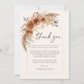 Terracotta Fall Boho Blumenhochzeit Danke Karte (Vorderseite)