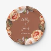 Terracotta Fall Boho Floral Wedge Pappteller (Vorderseite)