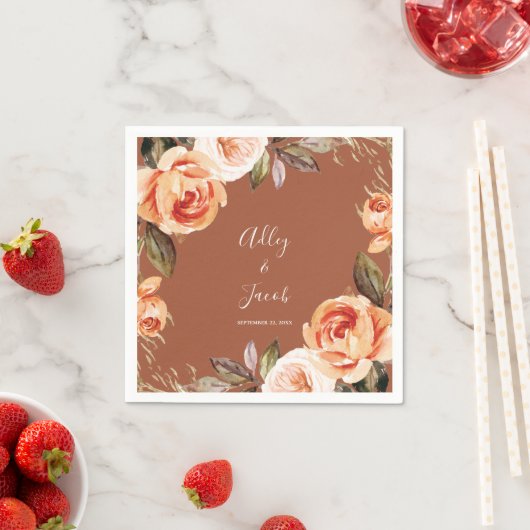 Terracotta Fall Boho Floral Wedge Serviette (Beispiel)