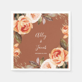 Terracotta Fall Boho Floral Wedge Serviette