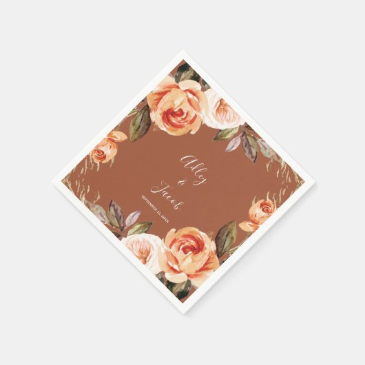 Terracotta Fall Boho Floral Wedge Serviette (Ecke)