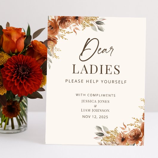 Terracotta Fall Boho Wedding Bad Basket Sockelschild