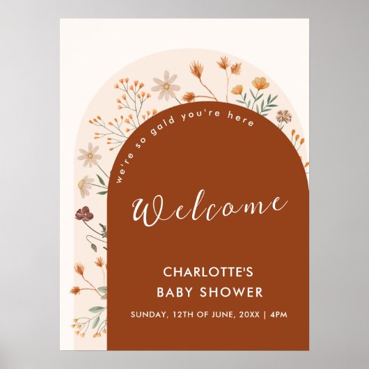 Terracotta Fall Boho Wildblume Poster (Vorne)