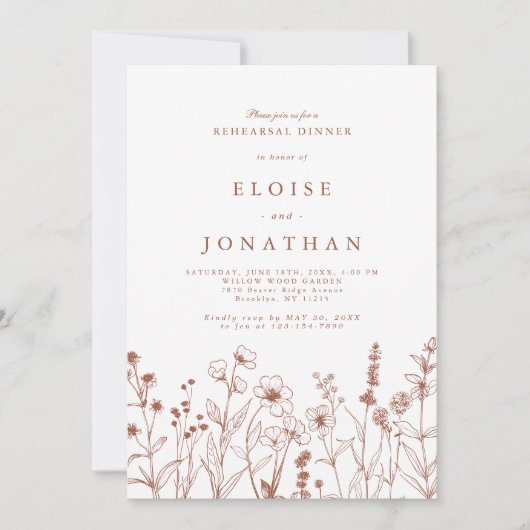 Terracotta Fall Boho Wildblume Probe Einladung (Vorderseite)