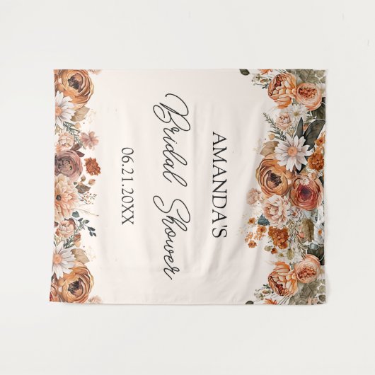 Terracotta Fall Brautparty Hintergrund Tapestation Wandteppich (Vorderseite (Horizontal))