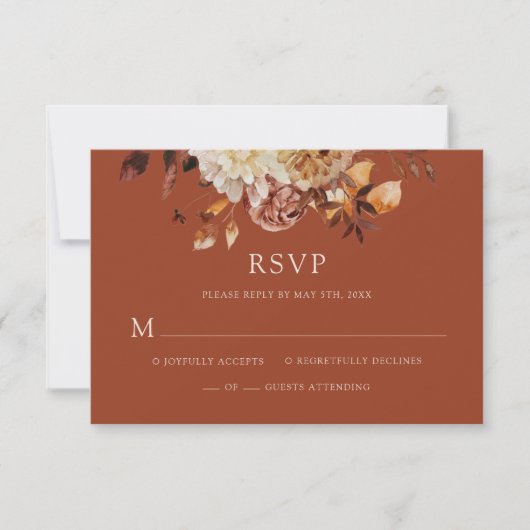 Terracotta Fall Copper Floral Wedge RSVP (Vorderseite)
