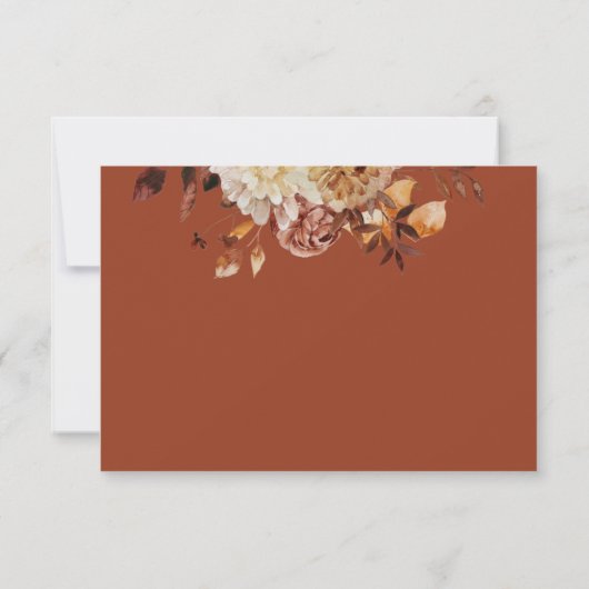 Terracotta Fall Copper Floral Wedge RSVP (Rückseite)