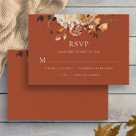 Terracotta Fall Copper Floral Wedge RSVP Karte