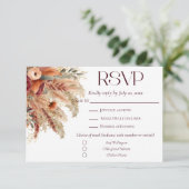 Terracotta Fall Dried Florals Pampas Grass Meals RSVP Karte (Stehend Vorderseite)