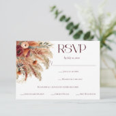 Terracotta Fall Dried Florals Pampas Meal Choice RSVP Karte (Stehend Vorderseite)