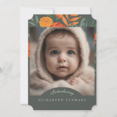 Terracotta Fall Floral 2 Foto Geburtsankündigung Einladung (Rückseite)
