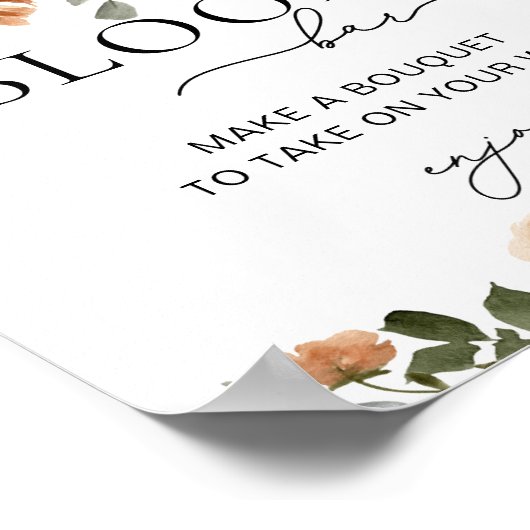 Terracotta Fall Floral Blume oder Blume Bar Poster (Ecke)