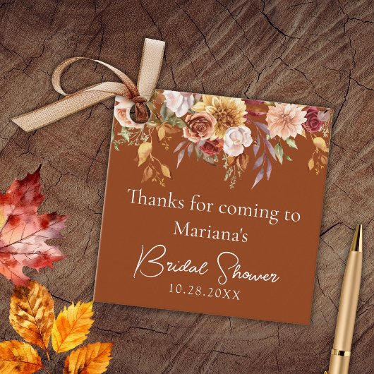 Terracotta Fall Floral Brautparty Geschenkanhänger