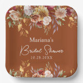 Terracotta Fall Floral Brautparty Pappteller (Vorderseite)