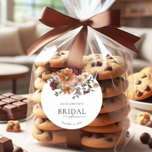 Terracotta Fall Floral Brautparty Runder Aufkleber