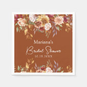 Terracotta Fall Floral Brautparty Serviette (Vorderseite)