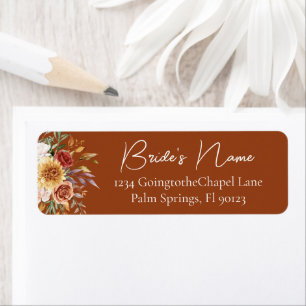 Terracotta Fall Floral Bridal Rücksendeadresse