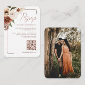 Terracotta Fall Floral Modern QR Code UAWG Begleitkarte (Vorne/Hinten)