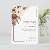 Terracotta Fall Floral Modernes Foto Hochzeit Einladung (Stehend Vorderseite)