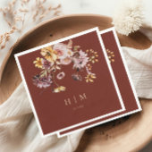 Terracotta Fall Floral Monogram Wedding Serviette