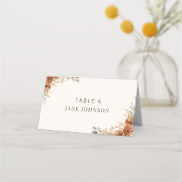 Terracotta Fall Floral Tischnummer Hochzeit Platzkarte