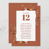 Terracotta Fall Floral Tischnummer Seekarte (Vorne/Hinten)